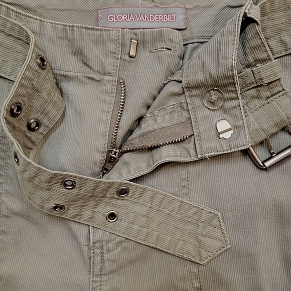 Gloria Vanderbilt Olive Green Cropped Cotton Utility Cargo Pants w/Belt - Size 8 - Picture 4 of 11